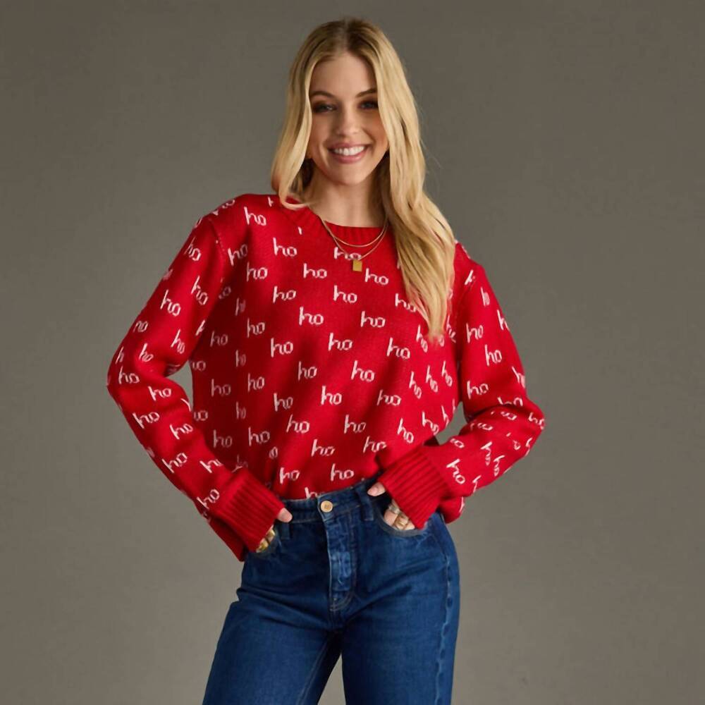NEW PANACHE ho ho ho-liday cheer sweater in red